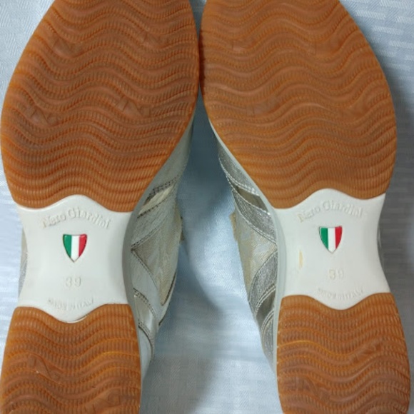 Nero Giardini Italian Velcro Sneakers Gold Silver - Picture 4 of 8